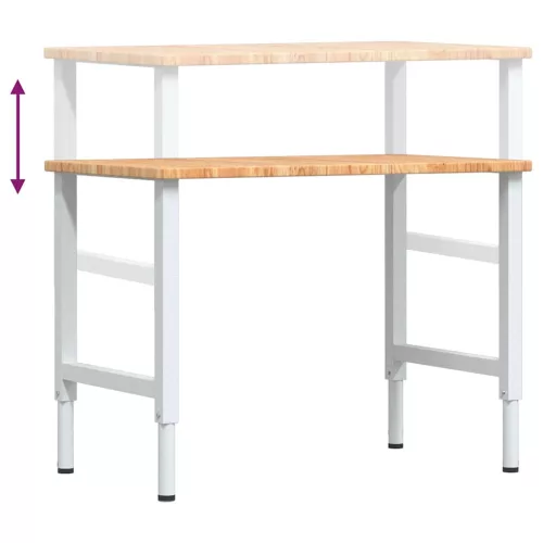  világosbarna négyszögű tölgyfa munkaasztal 100x60x(71,5-98) cm