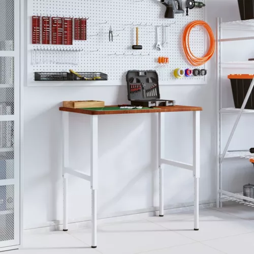  sötétbarna tölgyfa négyszög alakú munkapad 100x60x(71,5-98) cm