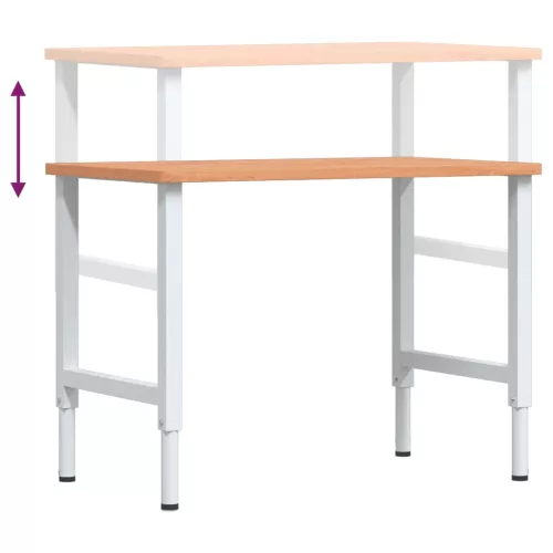  tömör bükkfa négyszög alakú munkapad 100 x 60 x (71,5-98) cm