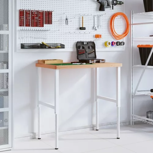  tömör bükkfa négyszög alakú munkapad 100 x 60 x (73-99,5) cm