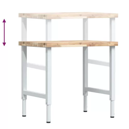  tömör bükkfa négyszög alakú munkapad 80 x 60 x (73-99,5) cm