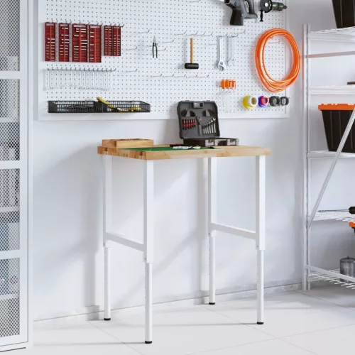  tömör bükkfa négyszög alakú munkapad 80 x 60 x (73-99,5) cm