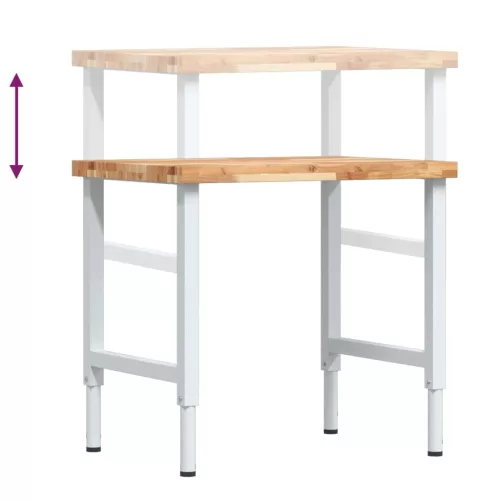  tömör bükkfa négyszög alakú munkapad 80 x 60 x (73-99,5) cm