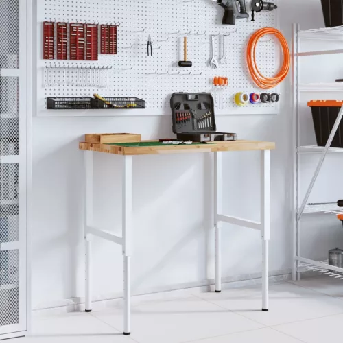  tömör bükkfa négyszög alakú munkapad 100 x 60 x (73-99,5) cm