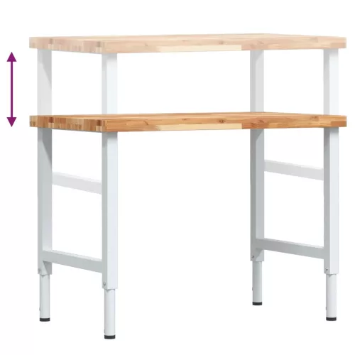  tömör bükkfa négyszög alakú munkapad 100 x 60 x (73-99,5) cm