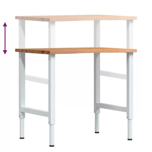  világosbarna tömör tölgyfa munkapad 80 x 60 x (71,5-98) cm