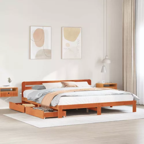  viaszbarna tömör fenyőfa ágy matrac nélkül 200 x 200 cm