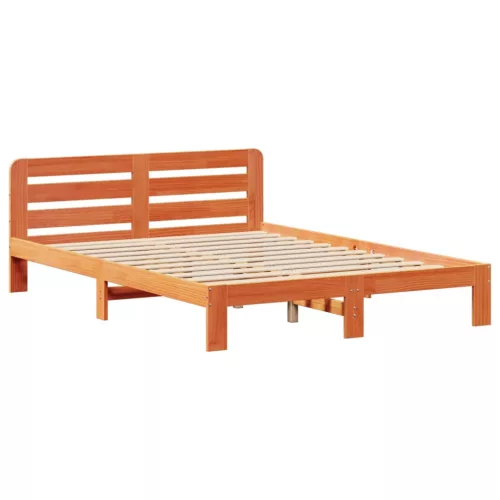  viaszbarna tömör fenyőfa ágy matrac nélkül 120 x 190 cm
