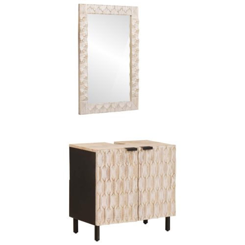  Fürdőszoba szettek ajtóval Fehér mosott felület Tömör Mangófát