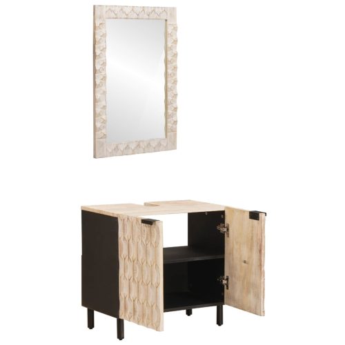  Fürdőszoba szettek ajtóval Fehér mosott felület Tömör Mangófát