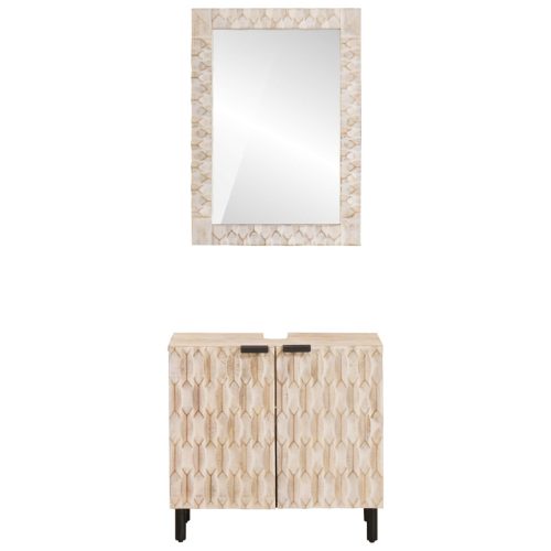  Fürdőszoba szettek ajtóval Fehér mosott felület Tömör Mangófát