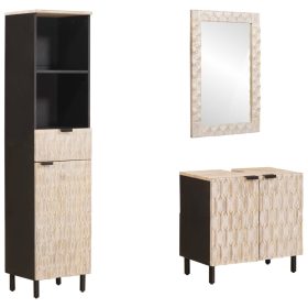    Fürdőszoba szettek fiókkal Fehér mosott felület Tömör Mangófát