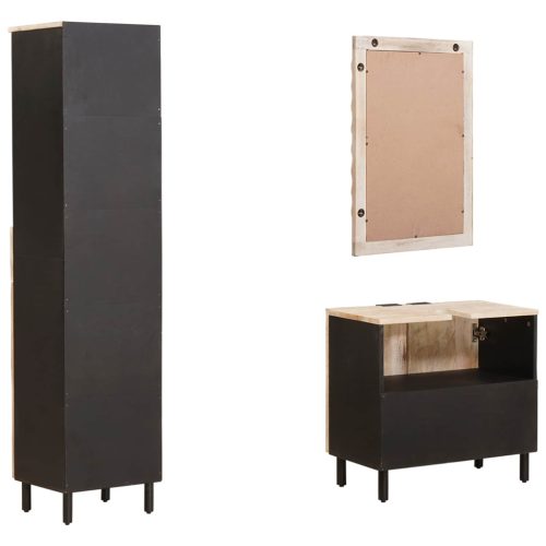  Fürdőszoba szettek fiókkal Fehér mosott felület Tömör Mangófát