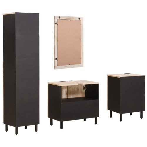  Fürdőszoba szettek fiókkal Fehér mosott felület Tömör Mangófát