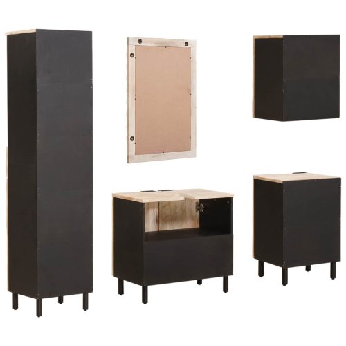  Fürdőszoba szettek fiókkal Fehér mosott felület Tömör Mangófát