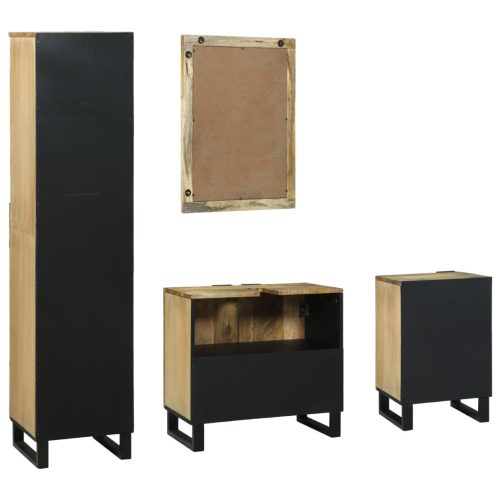  Fürdőszoba bútor szett fiókkal polcokkal tárolóval ajtóval tükörrel 4 pcs Barna Nagy