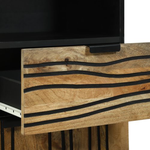  Fürdőszoba bútor szett fiókkal polcokkal tárolóval ajtóval tükörrel 5 pcs Barna Közepes