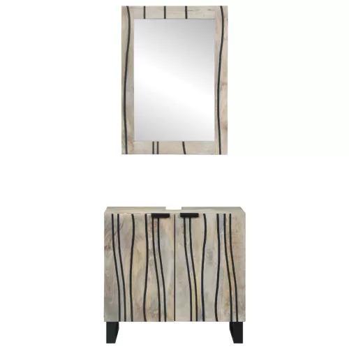  Fürdőszoba bútor szett polcokkal tárolóval ajtóval tükörrel 2 pcs Fehér 62 x 33 x 58 cm