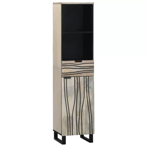  Fürdőszoba bútor szett fiókkal polcokkal tárolóval ajtóval tükörrel 3 pcs Fehér 38 x 33 x 160 cm