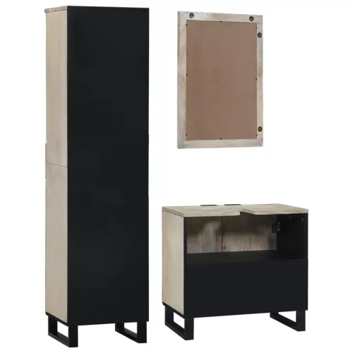  Fürdőszoba bútor szett fiókkal polcokkal tárolóval ajtóval tükörrel 3 pcs Fehér 38 x 33 x 160 cm