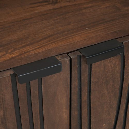  Fürdőszoba bútor szett 3 pcs Barna Nagy Tömbfa és fém lábak