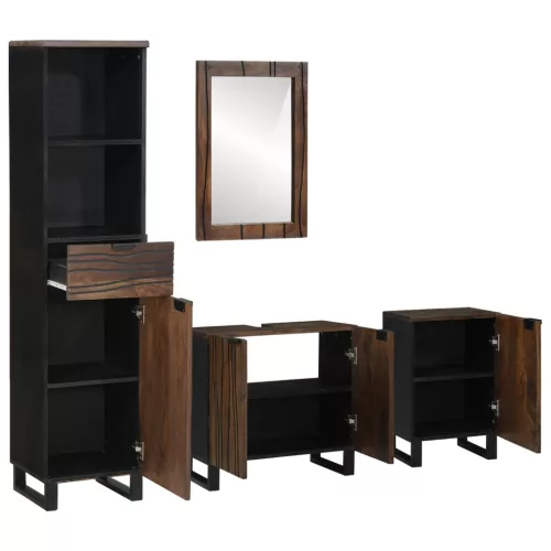  Fürdőszoba bútor szett fiókkal polcokkal tárolóval ajtóval tükörrel 4 pcs Fehér 38 x 33 x 160 cm