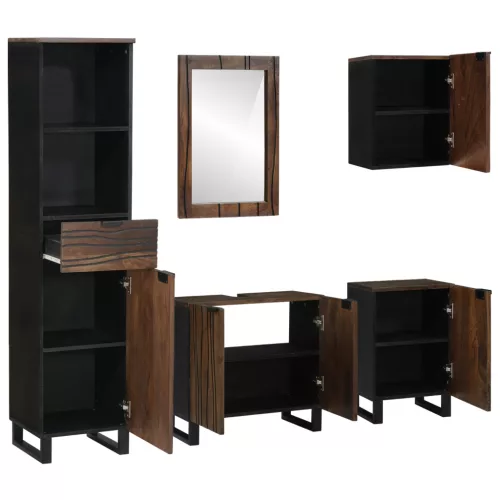  Fürdőszoba bútor szett fiókkal polcokkal tárolóval ajtóval tükörrel 5 pcs Fehér 38 x 33 x 160 cm