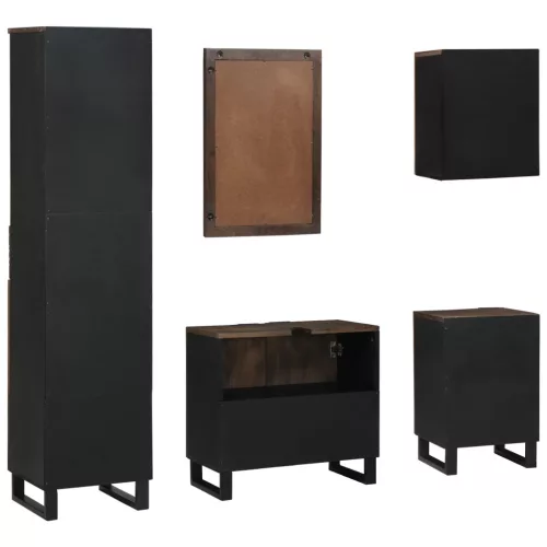  Fürdőszoba bútor szett fiókkal polcokkal tárolóval ajtóval tükörrel 5 pcs Fehér 38 x 33 x 160 cm