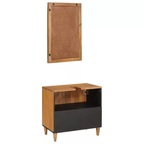  Fürdőszoba bútor szett polcokkal tárolóval 2 pcs Barna Faanyag