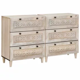  Széf 2 pcs Fehér 120 x 33,5 x 75 cm tömör mangófa
