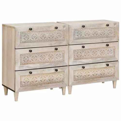  Széf 2 pcs Fehér 120 x 33,5 x 75 cm tömör mangófa