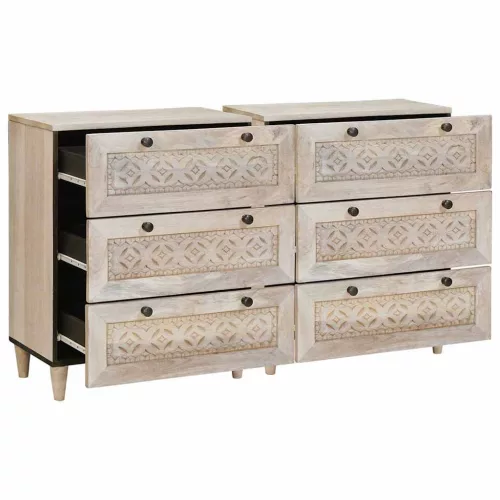  Széf 2 pcs Fehér 120 x 33,5 x 75 cm tömör mangófa