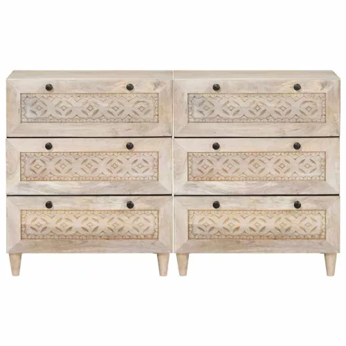  Széf 2 pcs Fehér 120 x 33,5 x 75 cm tömör mangófa