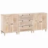  Széf 3 pcs Fehér 180 x 33,5 x 75 cm tömör mangófa