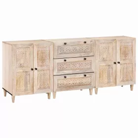  Széf 3 pcs Fehér 180 x 33,5 x 75 cm tömör mangófa