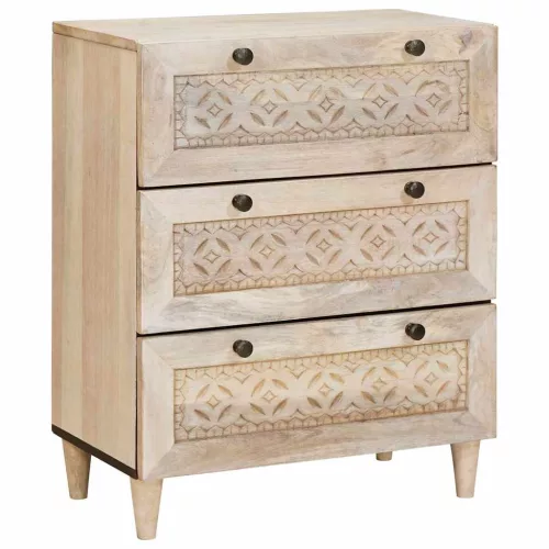  Széf 3 pcs Fehér 180 x 33,5 x 75 cm tömör mangófa
