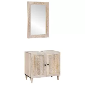    Fürdőszoba bútor szett polcokkal tárolóval 2 pcs Fehér Faanyag