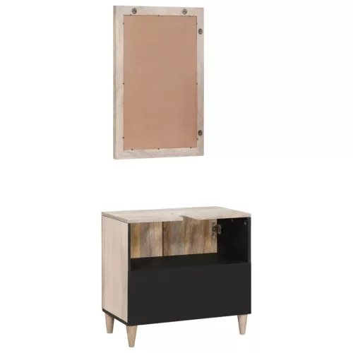  Fürdőszoba bútor szett polcokkal tárolóval 2 pcs Fehér Faanyag