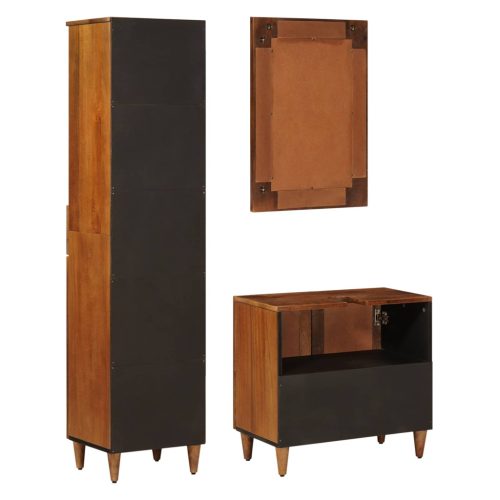  Fürdőszoba bútor szett fiókkal ajtóval 3 pcs Dió Tömör Mangófát