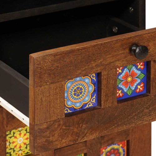  Fürdőszoba bútor szett fiókkal ajtóval 3 pcs Dió Tömör Mangófát