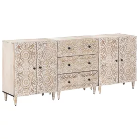 Széf 3 pcs Fehér 60 x 33,5 x 75 cm Tömör Mangófát