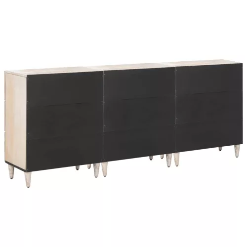  Széf 3 pcs Fehér 60 x 33,5 x 75 cm Tömör Mangófát