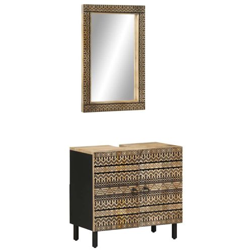  2 részes tömör mangófa fürdőszobai bútorszett