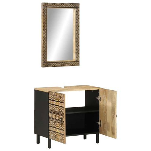  2 részes tömör mangófa fürdőszobai bútorszett