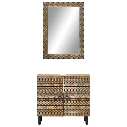  2 részes tömör mangófa fürdőszobai bútorszett