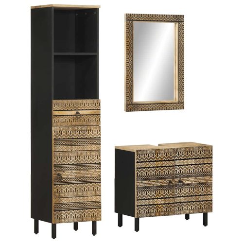  3 részes tömör mangófa fürdőszobai bútorszett