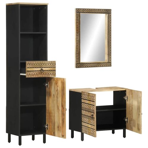  3 részes tömör mangófa fürdőszobai bútorszett