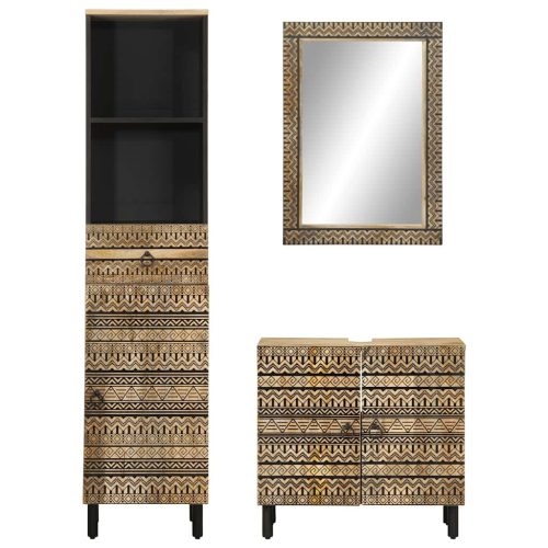  3 részes tömör mangófa fürdőszobai bútorszett