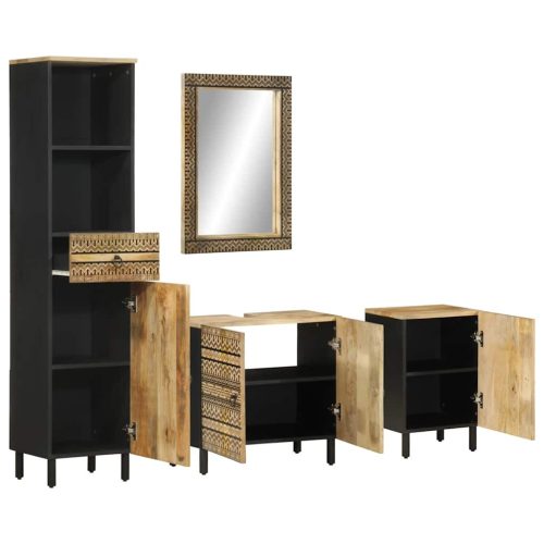  4 részes tömör mangófa fürdőszobai bútorszett