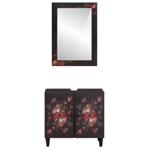  Fürdőszobai Szekrény Szett tárolóval 2 pcs Tömör Mangófát